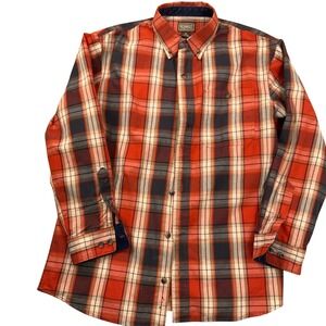 CE Schmidt Workwear Shirt Mens Medium‎ Orange Tan Plaid Long Sleeve